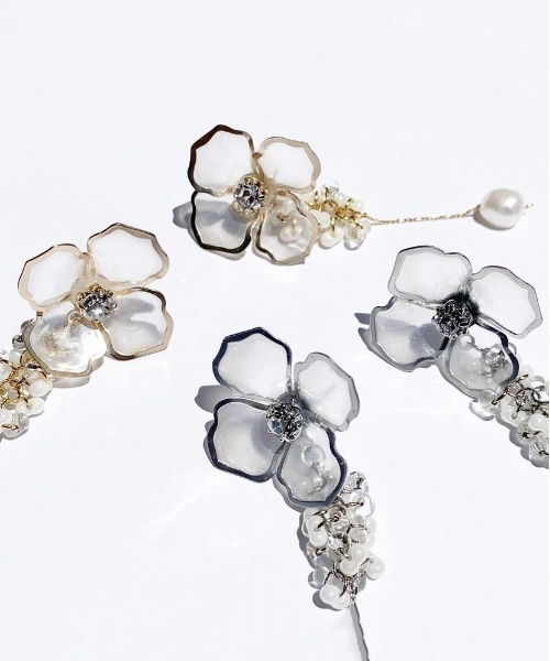 dip art花形淡水結珍珠耳環