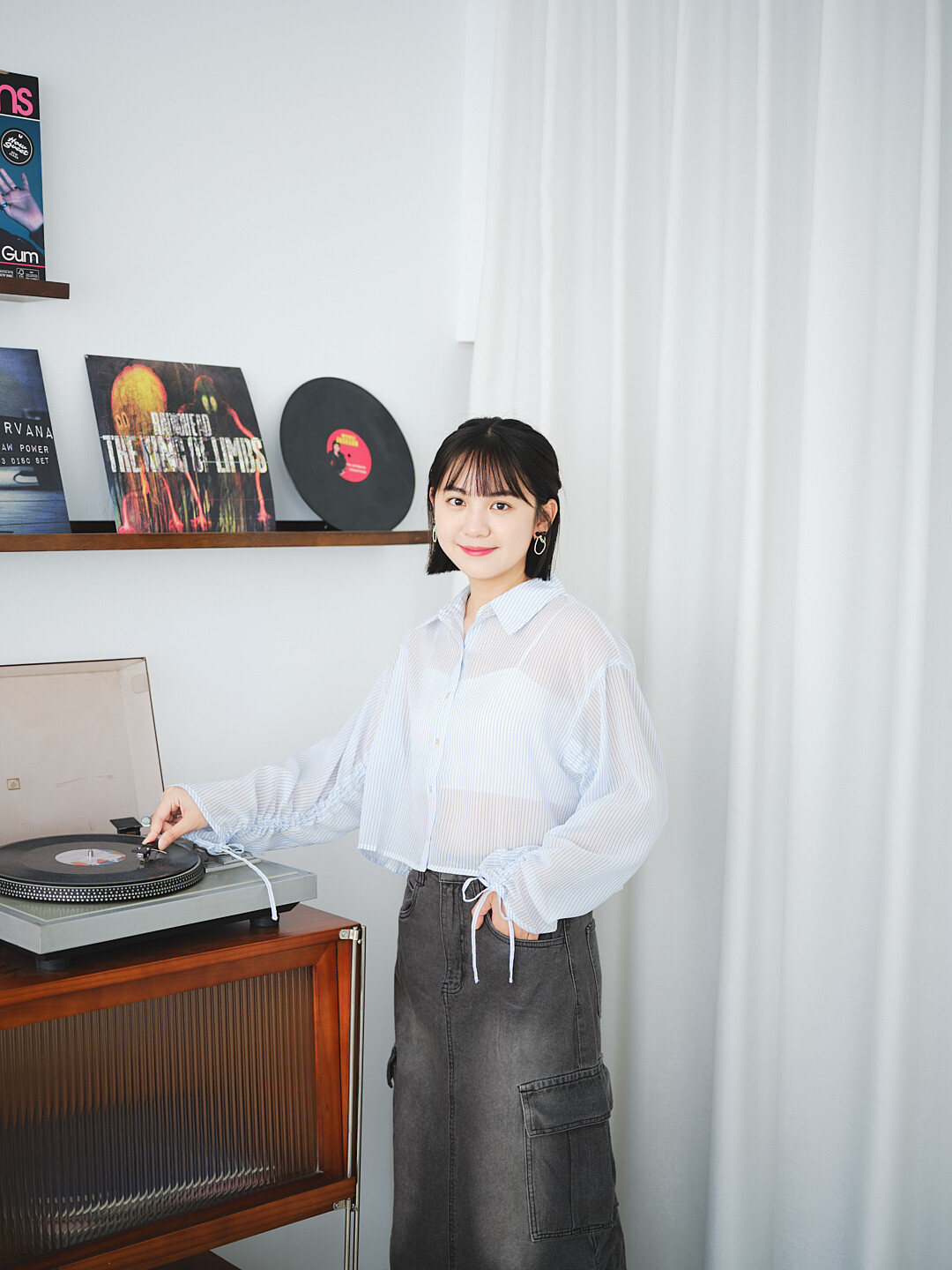 (預購)冰川記呼吸！透明感條紋襯衫2.0(兩色-水藍)