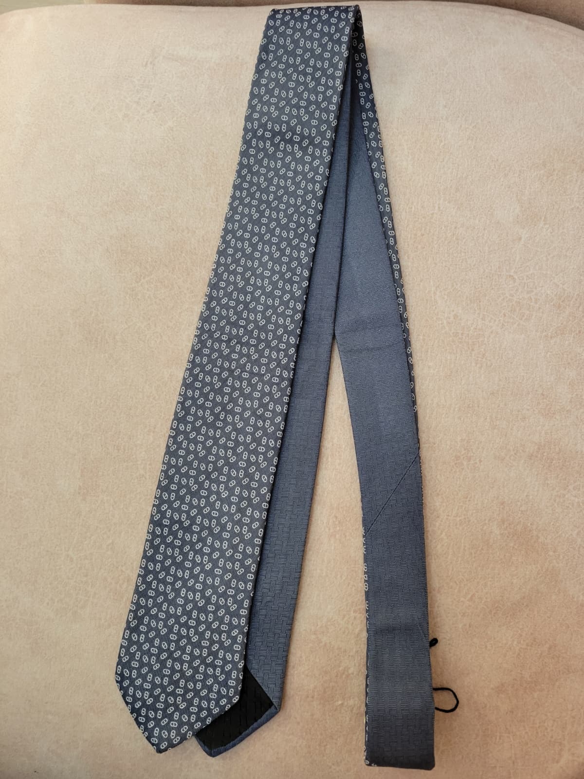 HERMES Double 6 Tissee Maillon tie FRIS/GRIS PALE NO.53