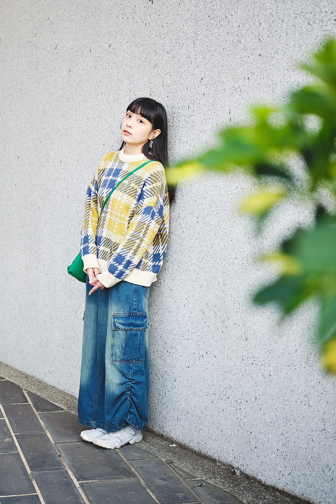 (預購)晨昏線！撞色格紋針織毛衣(三色-藍×黃格紋)