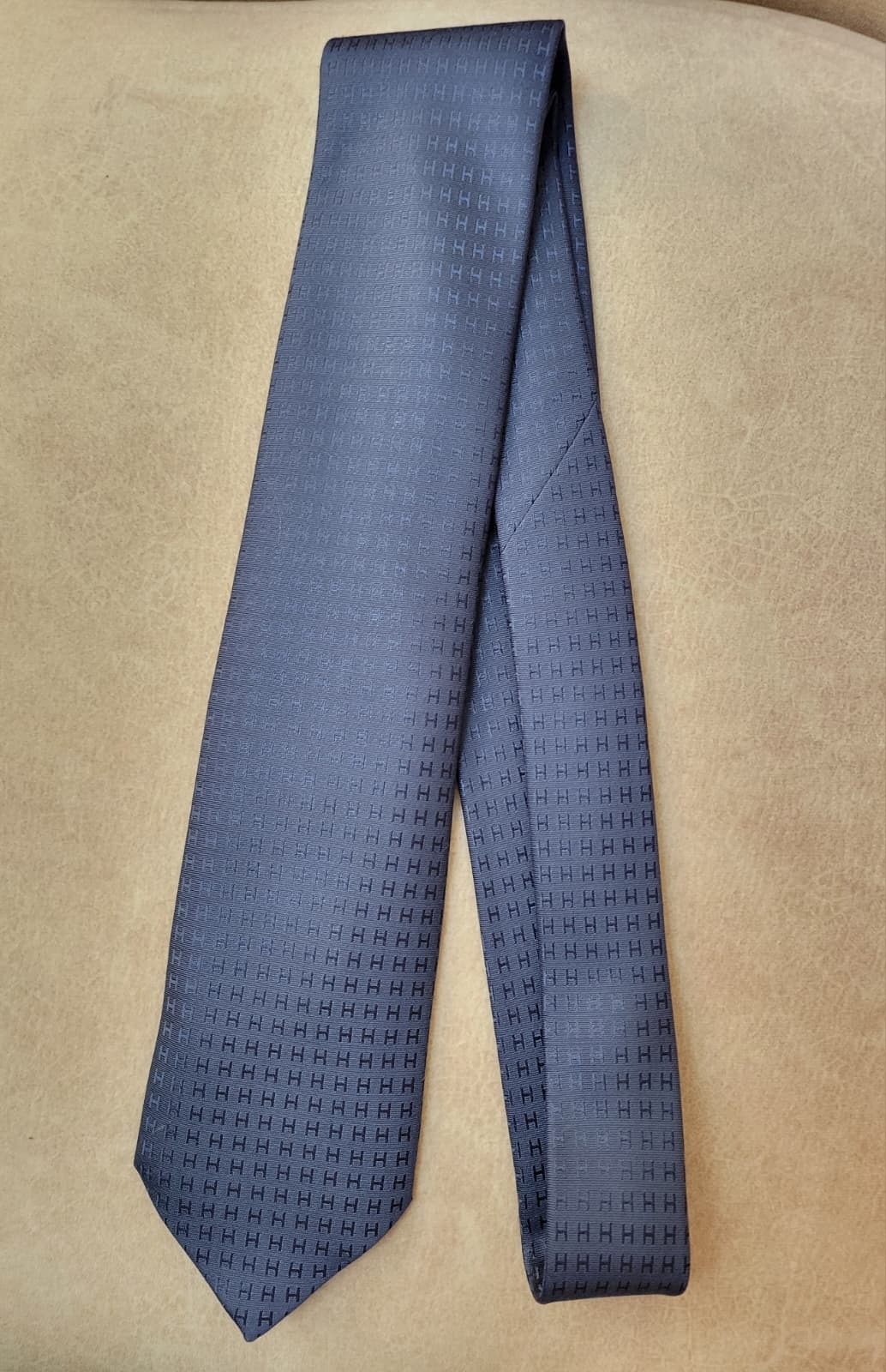 HERMES FACONNEE H TIE BLEU NUIT NO.55