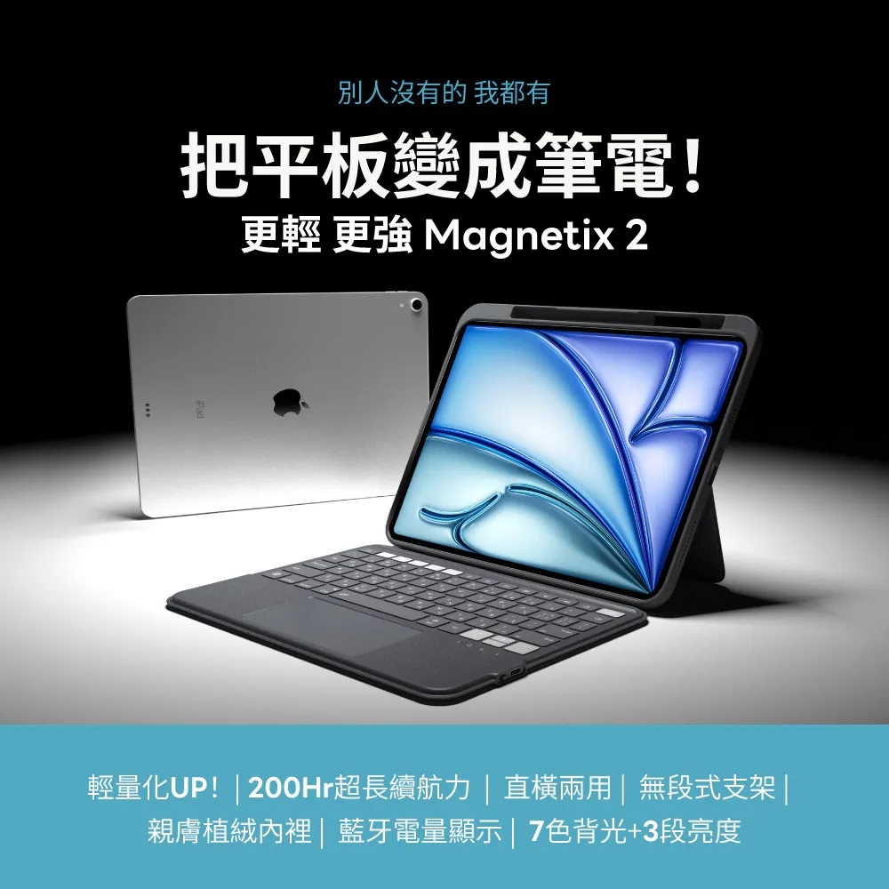 eiP｜Magnetix 2 可拆式鍵盤 迷霧黑（iPad/iPad Air）