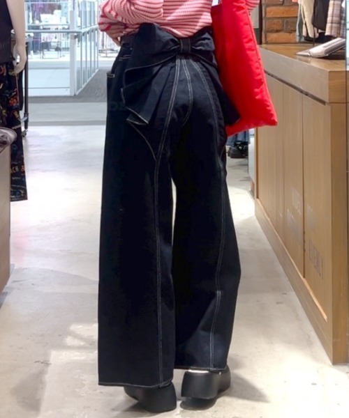 [預購] RODEO CROWNS WIDE BOWL大蝴蝶結裝飾牛仔褲