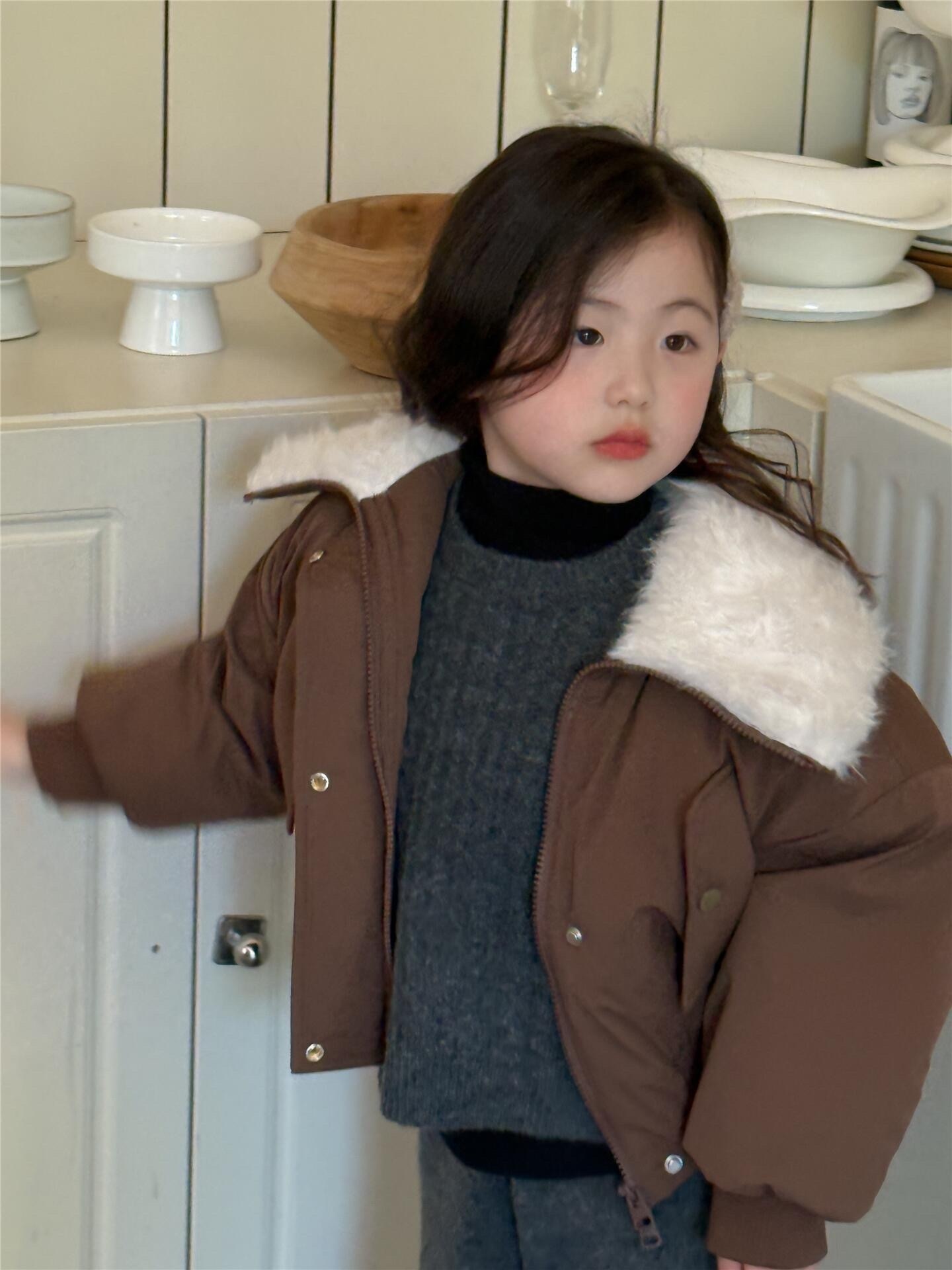 冬日森系毛邊拉鍊外套