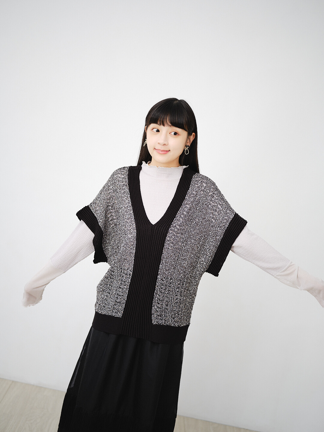 (預購)坍縮的星！2way鏤空編織背心(三色-濃黑)