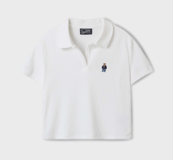 [K] WHO.A.U Steve Ribbed Collar T-Shir, (39)Ivory, S, WHHAF3751F39 (KWAU157)