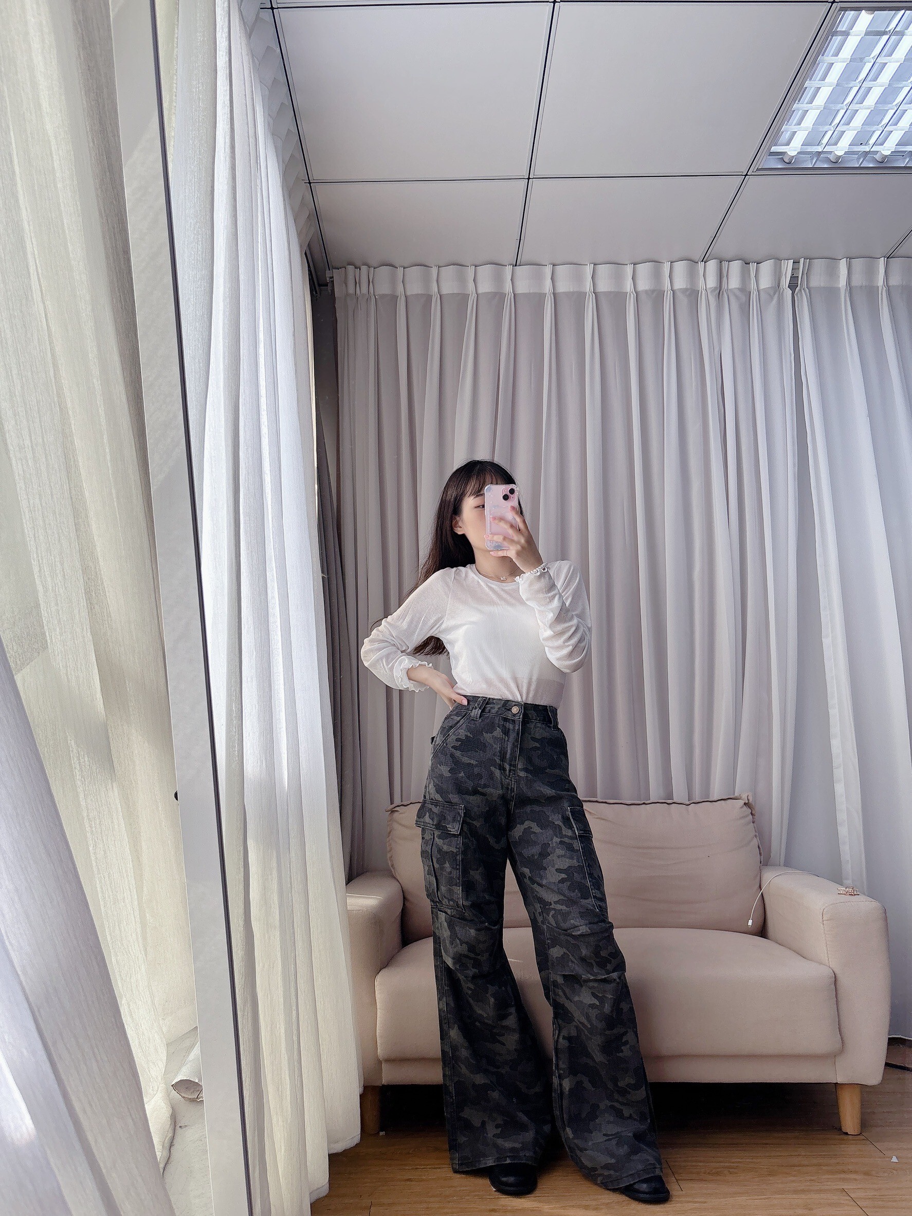 帥氣迷彩工裝牛仔長褲