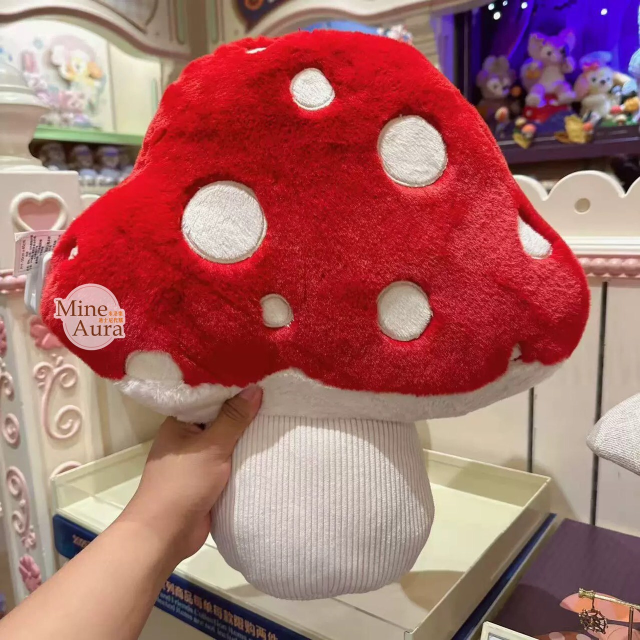 (限時特價) 2025 萬聖節系列 達菲和朋友們 可琦安 餅乾 CookieAnn 蘑菇造型 靠墊 抱枕 -上海迪士尼樂園