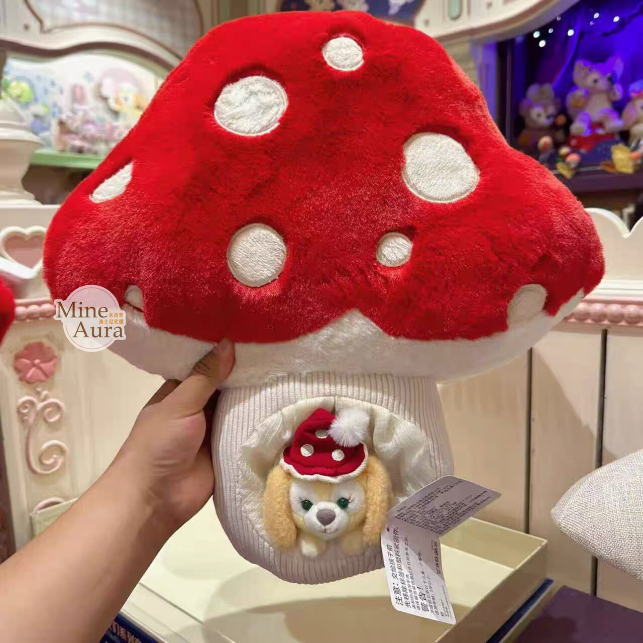 (限時特價) 2025 萬聖節系列 達菲和朋友們 可琦安 餅乾 CookieAnn 蘑菇造型 靠墊 抱枕 -上海迪士尼樂園