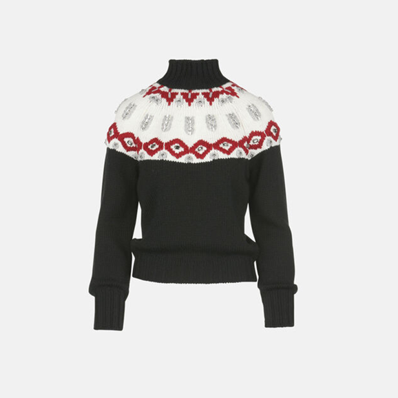 1LS1015-060 LUISA SPAGNOLI Marciatore Fair Isle Pullover Black #100249.3086 (C-EU-E)