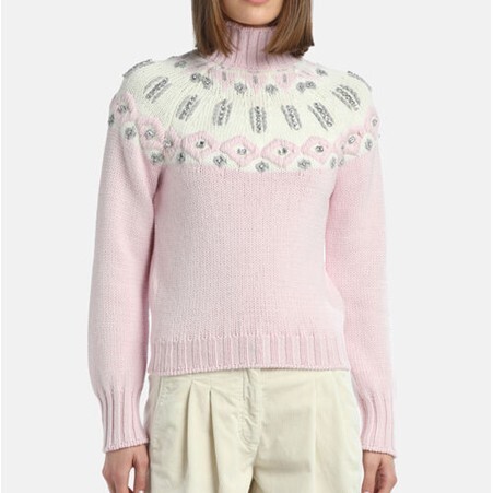 1LS1015-061 LUISA SPAGNOLI Marciatore Fair Isle Pullover Pink #100249.3079 (C-EU-E)