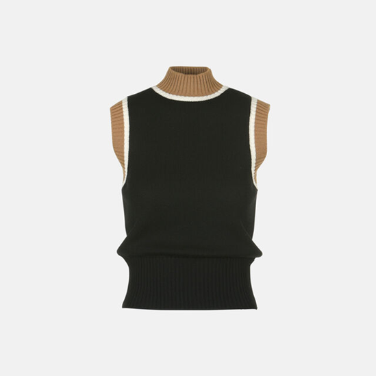 1LS1015-064 LUISA SPAGNOLI Montuoso Knit Top Black/Biscotto/Off White #100240.0202 (C-EU-E)