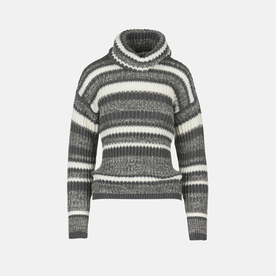 1LS1015-065 LUISA SPAGNOLI Moscardino Striped Turtleneck Grey #100241.3051 (C-EU-E)