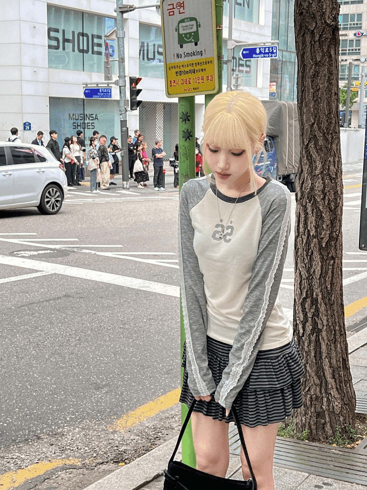 No.22蕾絲邊手袖拼色長袖上衣〈🇰🇷DAY 2〉