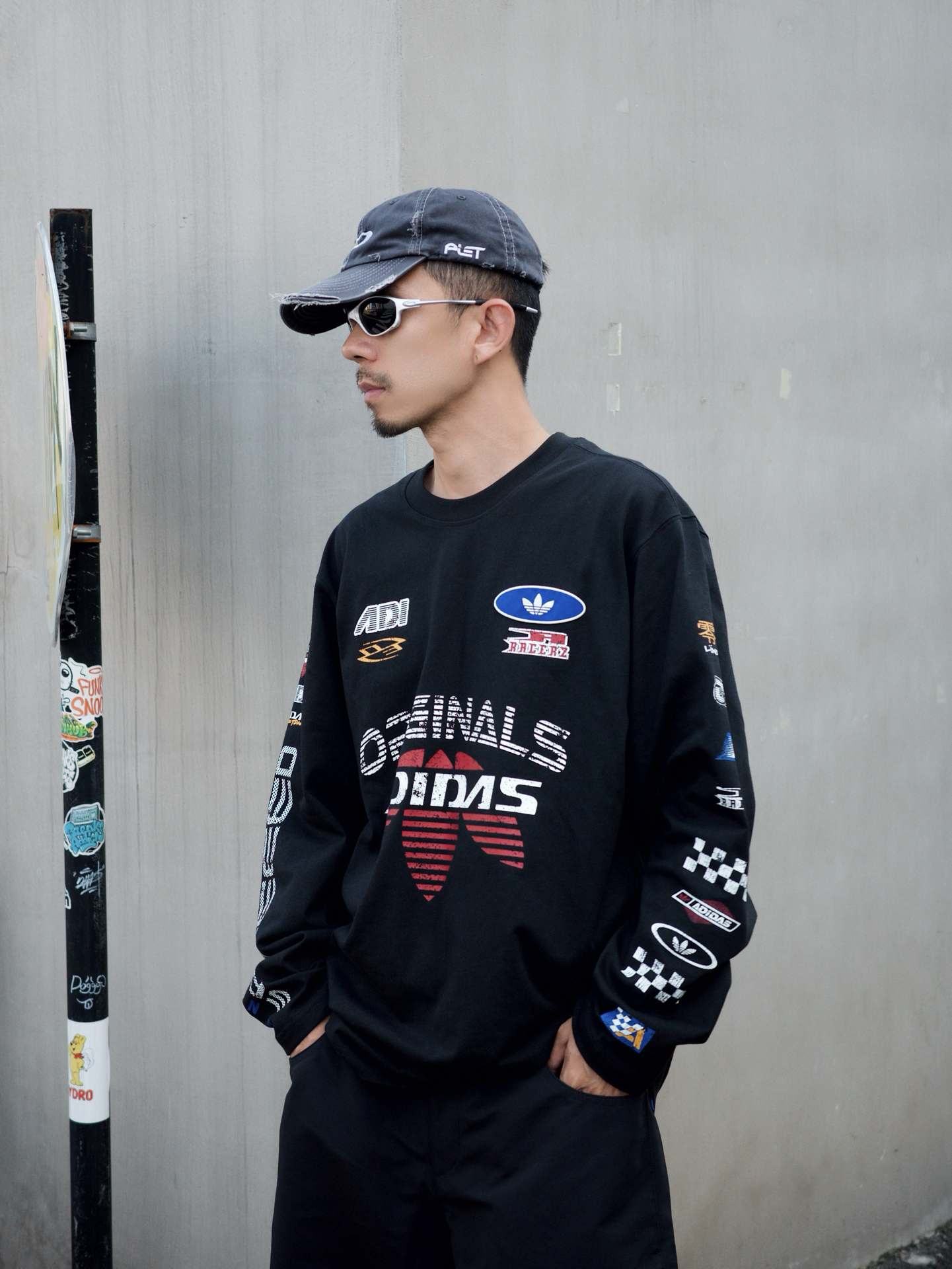 代購-adidas originals SS25 MOTO 愛迪達 賽車風 寬松 長袖T恤 2色