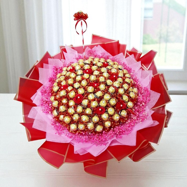 紅色喜氣100支金莎花香皂花束滿天星花束,拜拜花束,祭拜花束,還願花束,可抽取式花束,適合生日祝壽花束,神明祝壽花束,婚禮二次進場花束