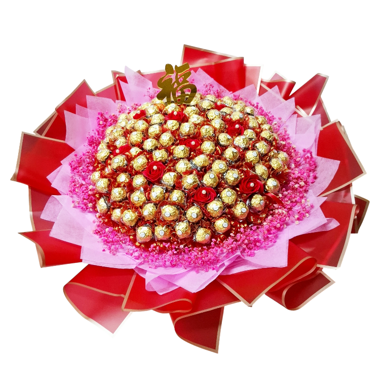 福字紅色喜氣100支金莎花香皂花束滿天星花束,拜拜花束,祭拜花束,還願花束,可抽取式花束,適合生日祝壽花束,神明祝壽花束,婚禮二次進場花束