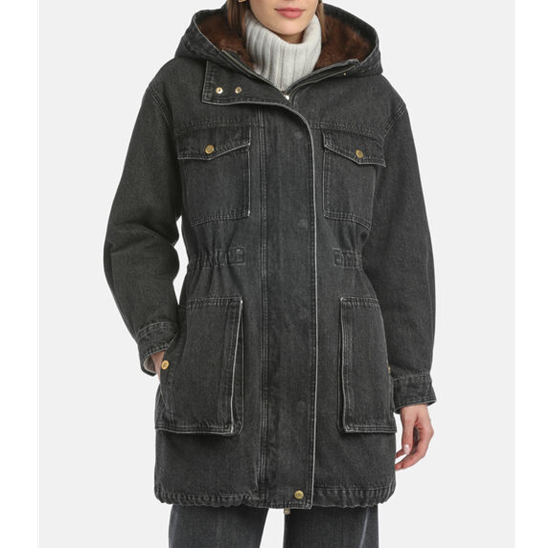 1LS1015-070 LUISA SPAGNOLI Spy Denim Parka Grey #542448.1040 (C-EU-E)