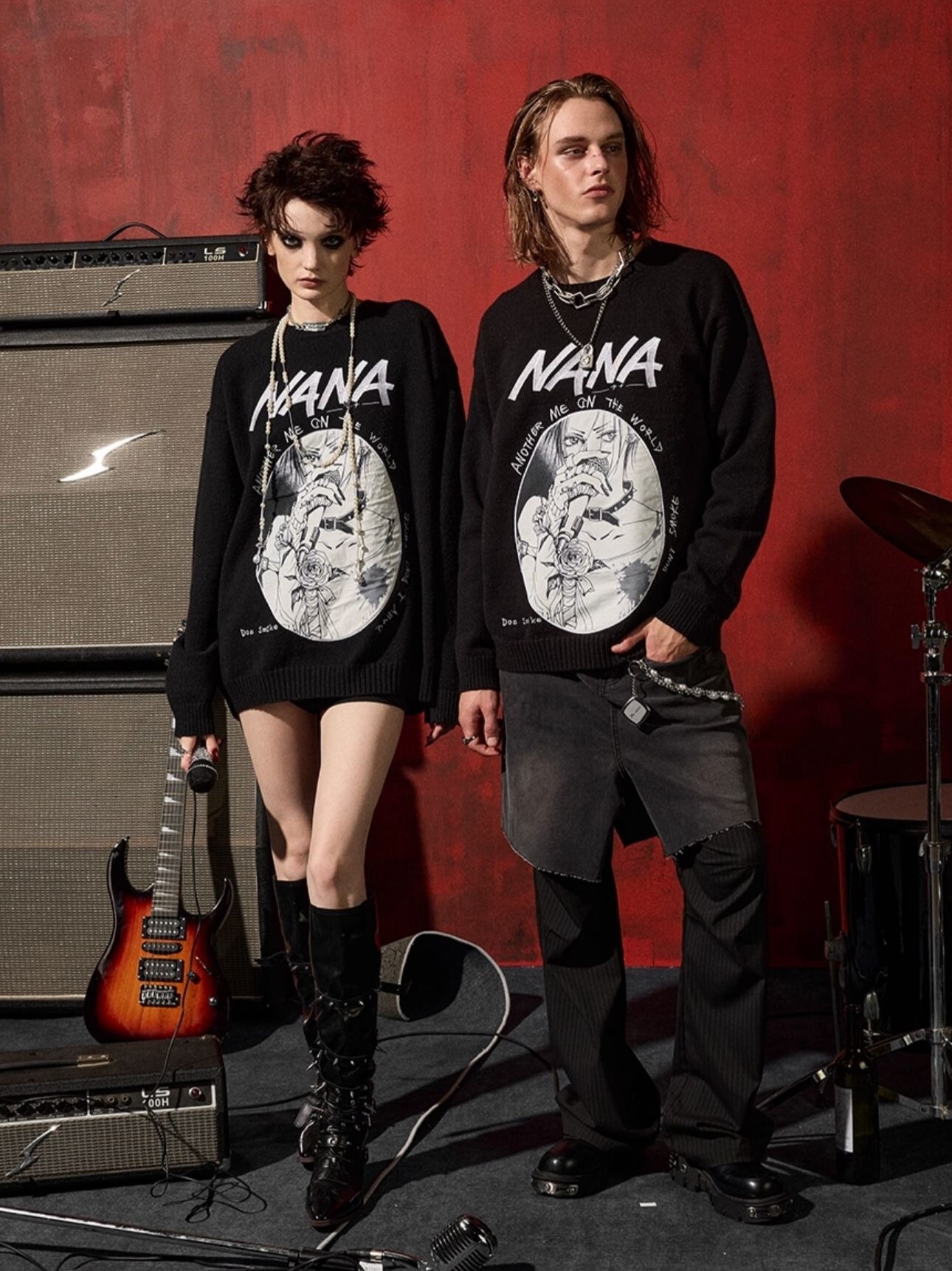 I DON‘T SMOKE X NANA 貼布繡花 圓領寬鬆 毛衣 DONSMOKE