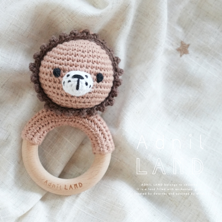 【日本 Adnil LAND】 可愛動物編織搖鈴 - 獅子