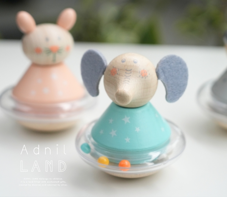 【日本 Adnil LAND】 可愛動物不倒翁安撫玩具 - 大耳朵大象