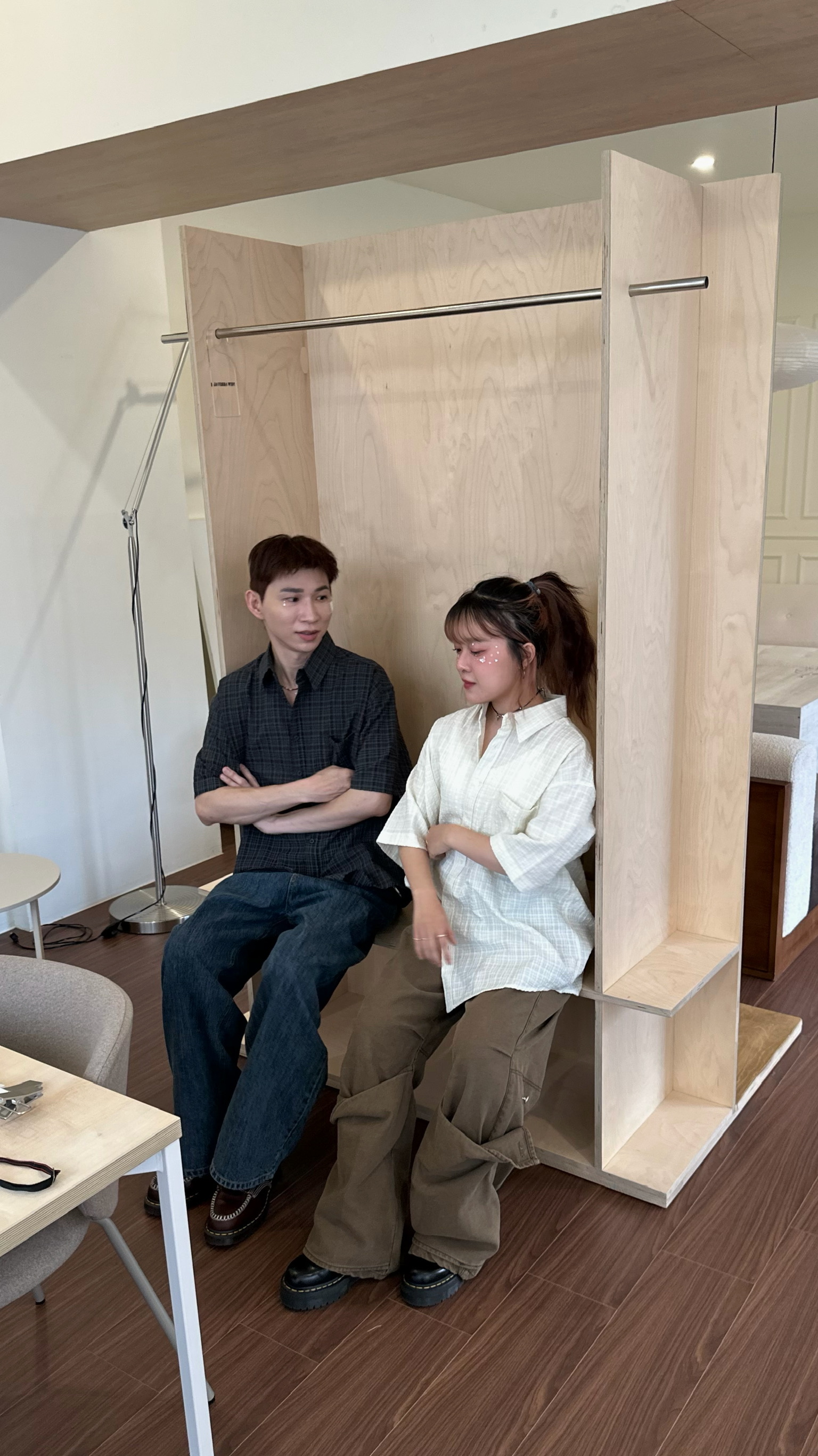 立體泡紗格紋襯衫