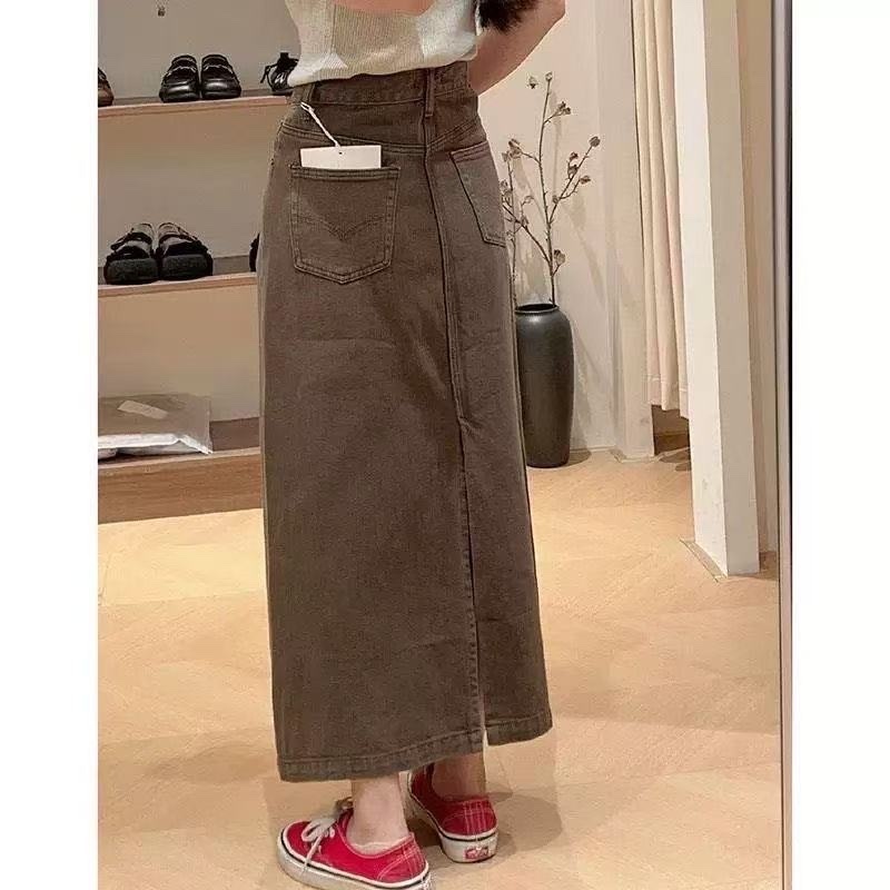191 高級感後開衩牛仔長裙