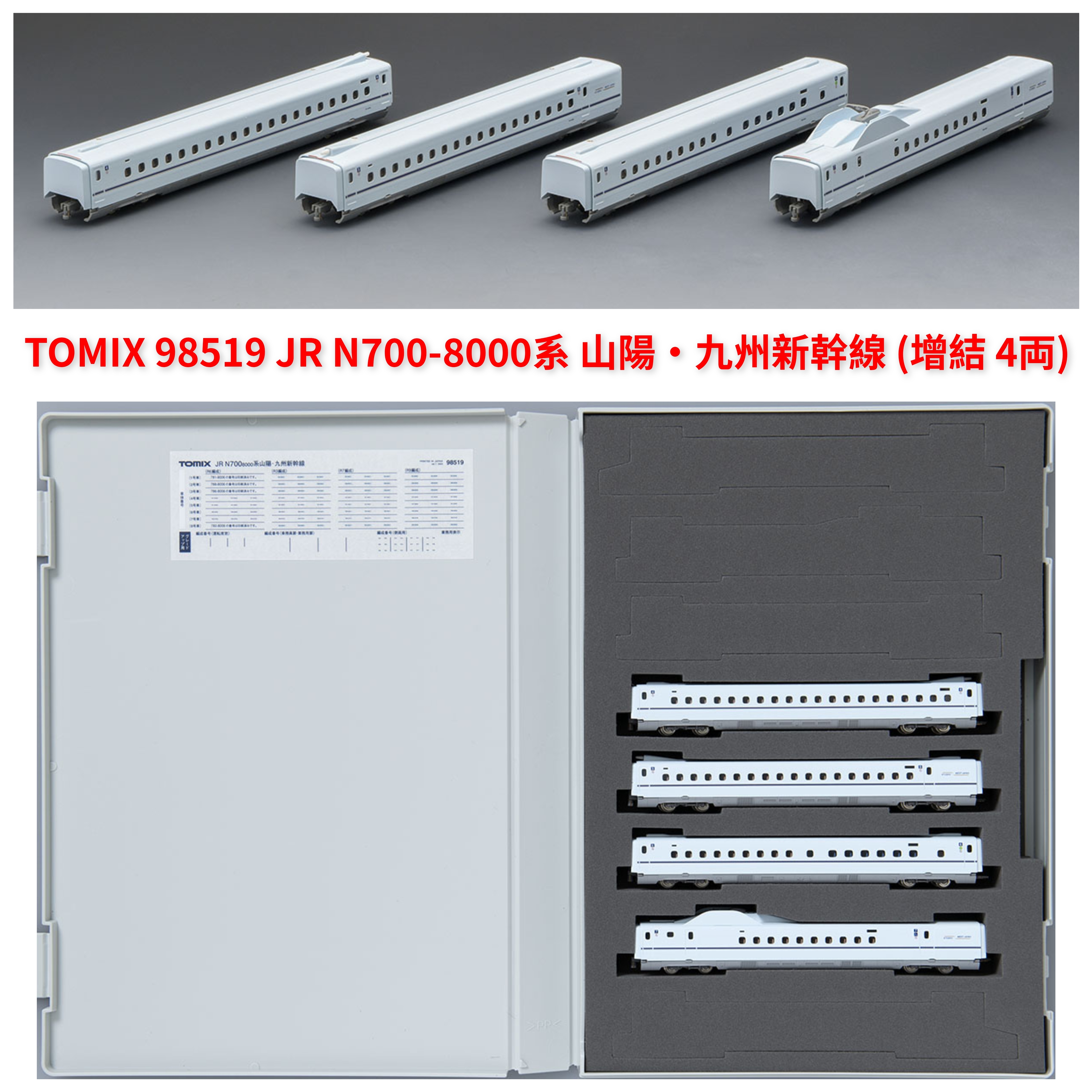 預訂> TOMIX 98518 / 98519 JR N700-8000系山陽・九州新幹線