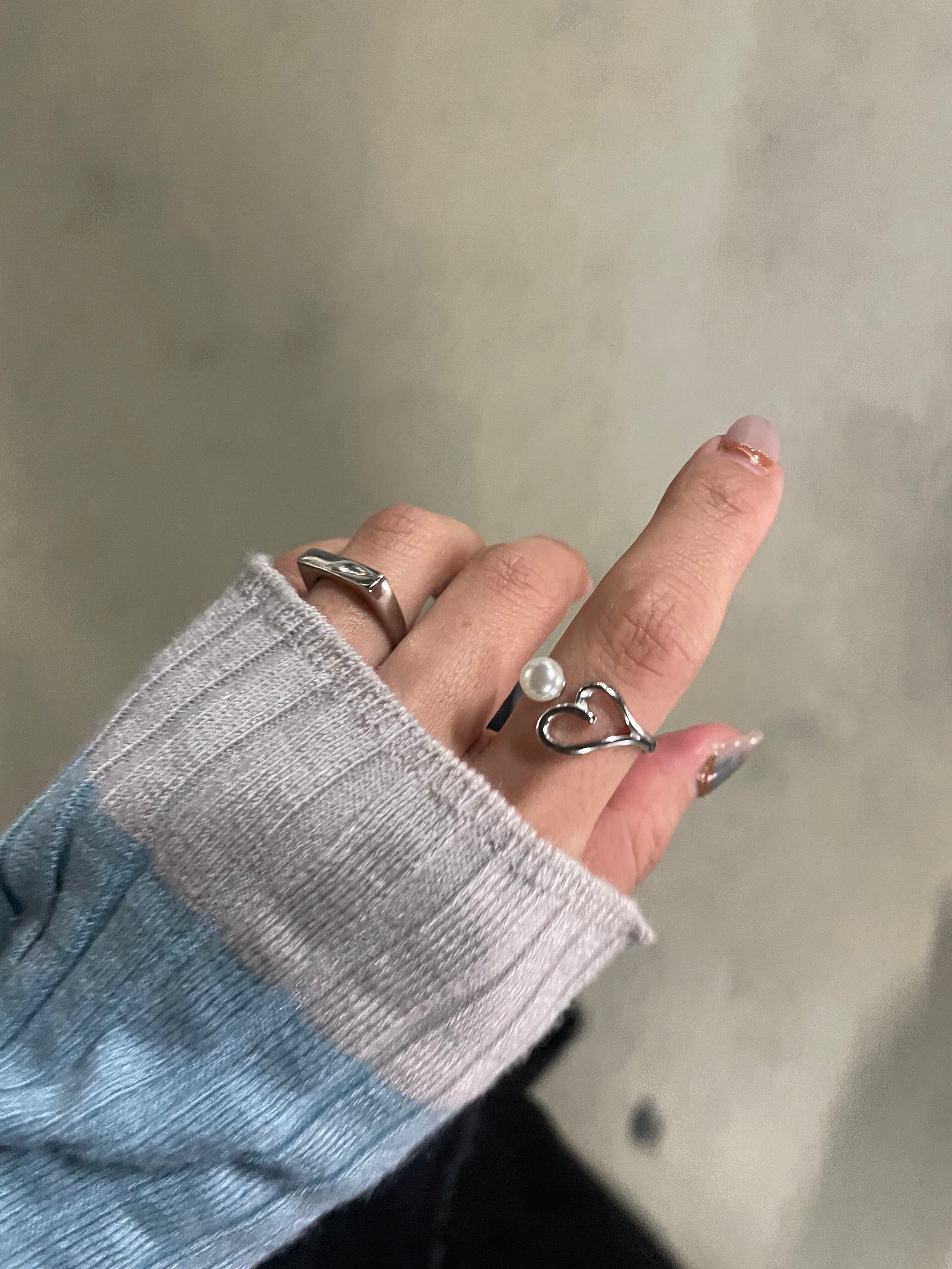 heart pearl open ring