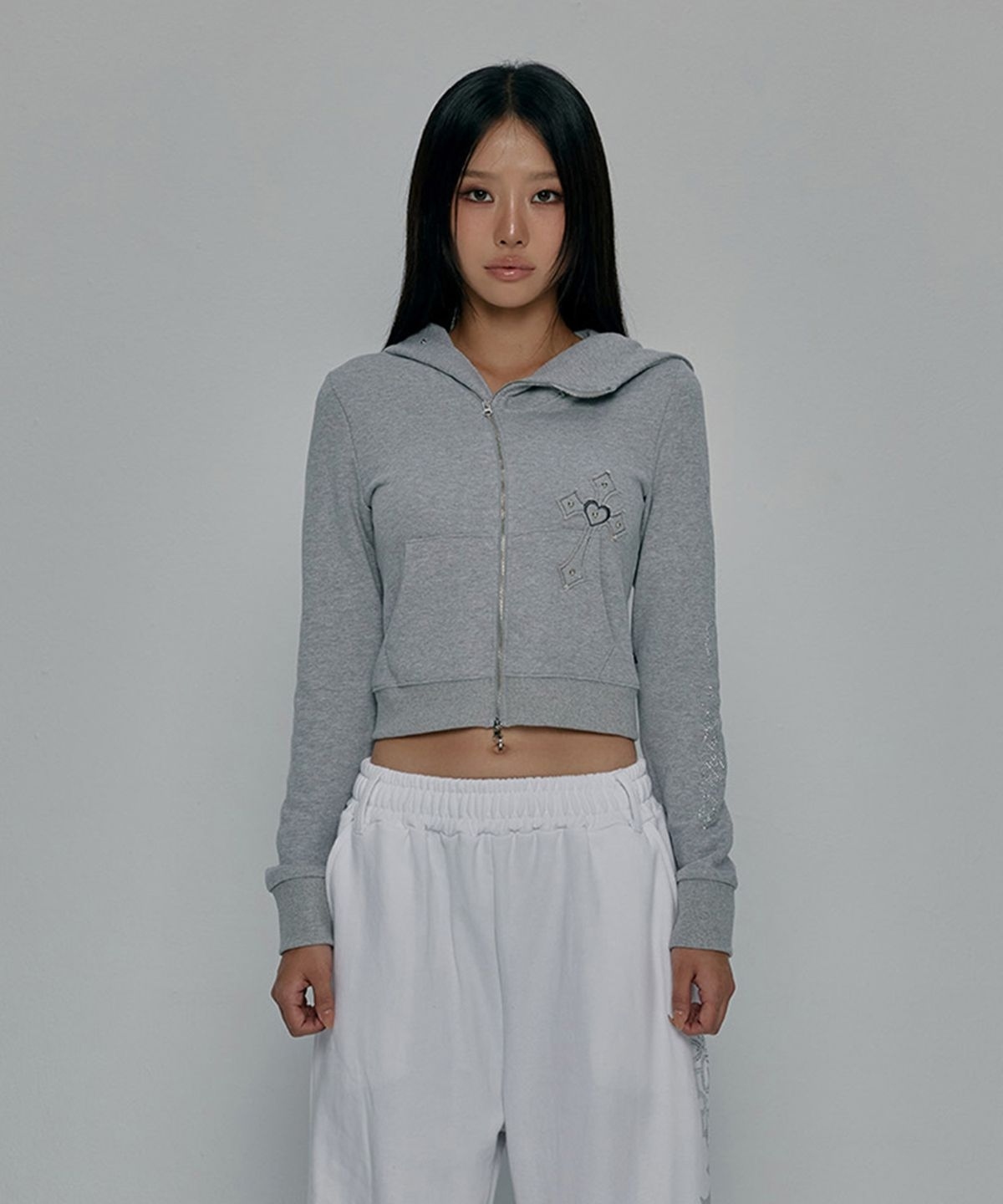 【代購】GILAARCHIVE 灰色 拼接 連帽 拉鍊外套