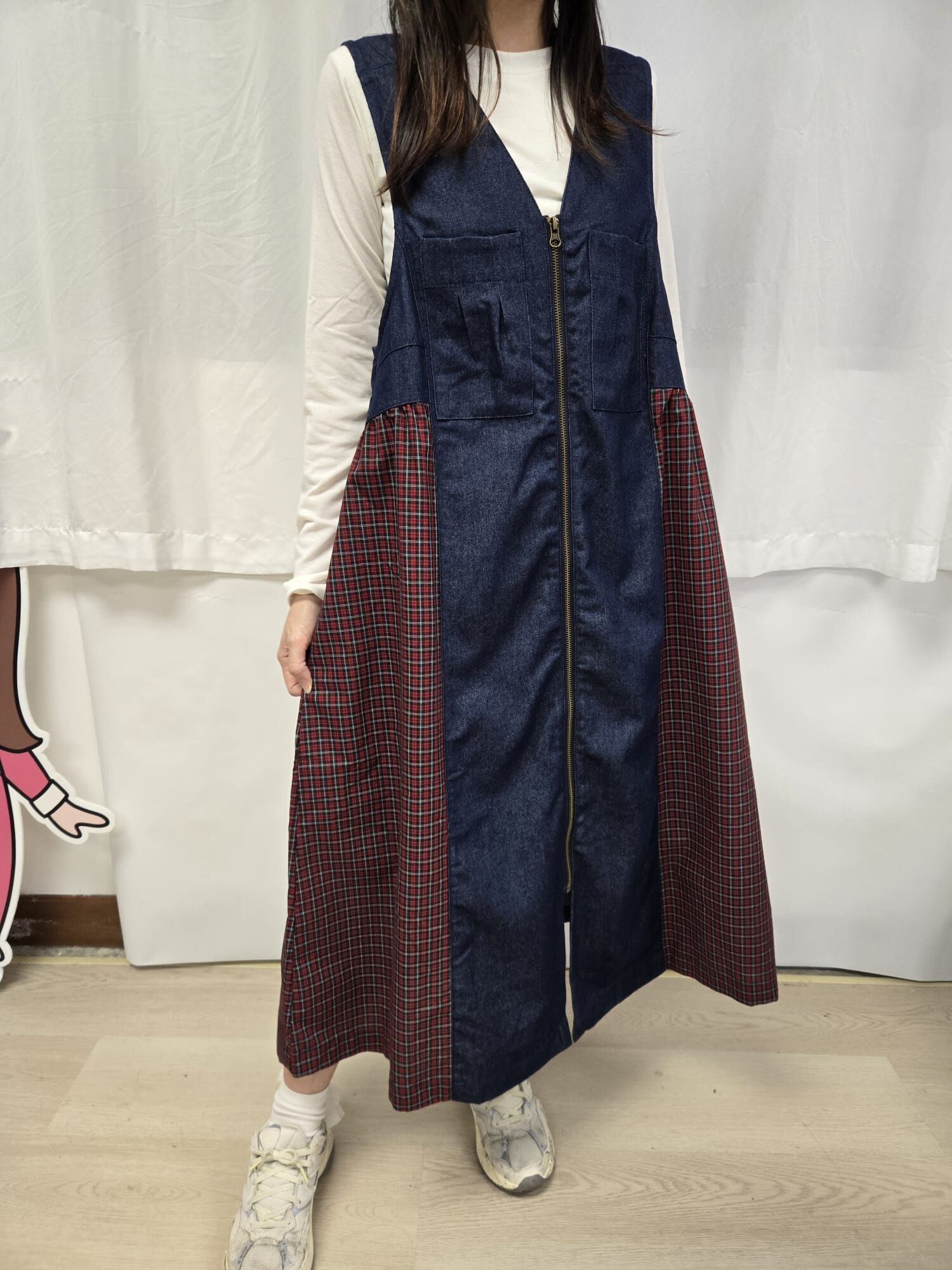 LN 格紋布料 x 6oz 牛仔背心 OP