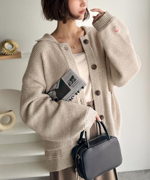 日本🇯🇵連線 JAVA 混紡針織開襟衫 休閒 針織衫 開襟衫 排扣設計 開領 刺繡 長袖 4色(任買兩件711免運)/預購