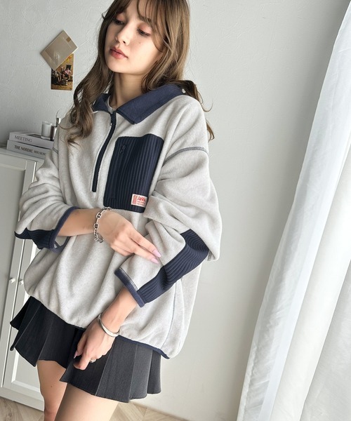 日本🇯🇵連線 JAVA 復古口袋拼布半拉鍊套頭衫 寬鬆 半拉鍊 套頭衫 刺繡 長袖 Oversized 保暖上衣 5色(任買兩件711免運)/預購