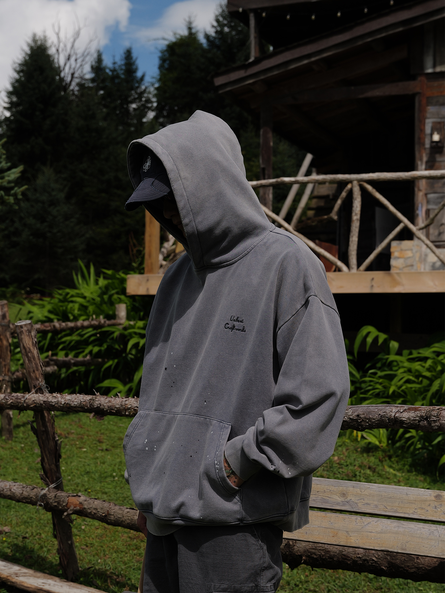 Unbent 25 A/W 潑墨水洗刺繡帽踢