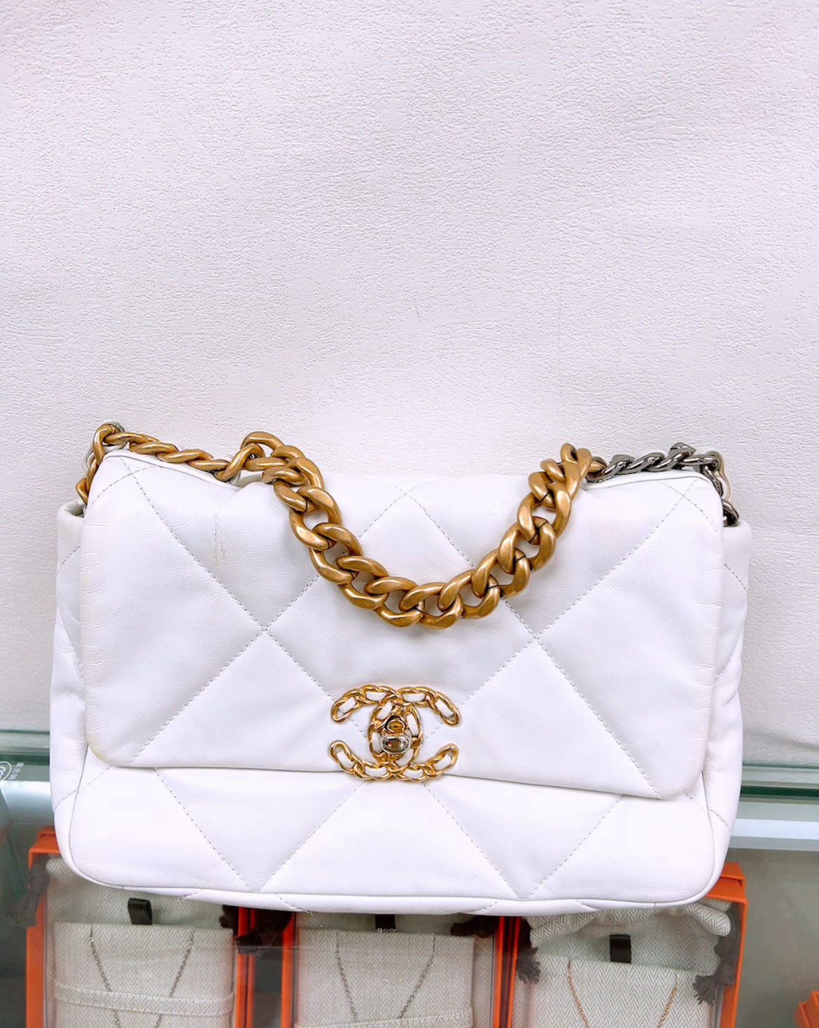 Chanel 19 small white