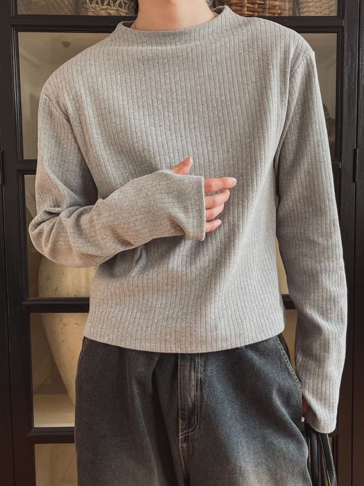 暗直紋長袖衫 tap-083T