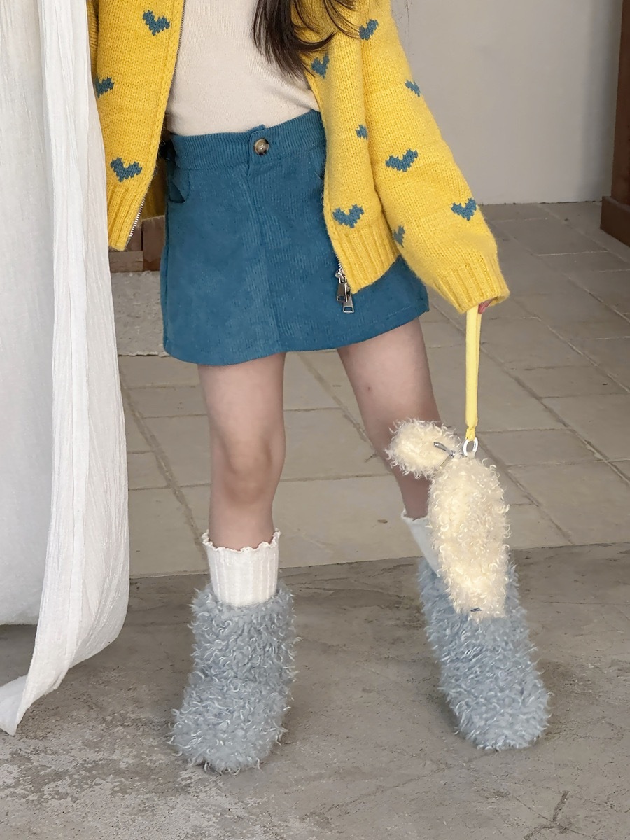 現貨110藍色短裙｜太陽黃愛心針織外套 ‧₊