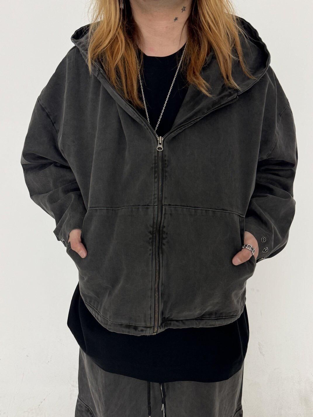 洗水淨色連帽拉鍊外套 GLAMOUR-123JK