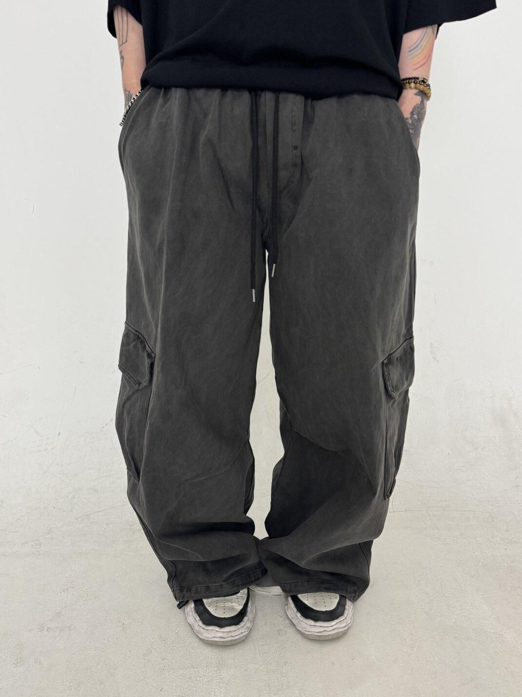 洗水淨色工裝鬆身褲 GLAMOUR-124P