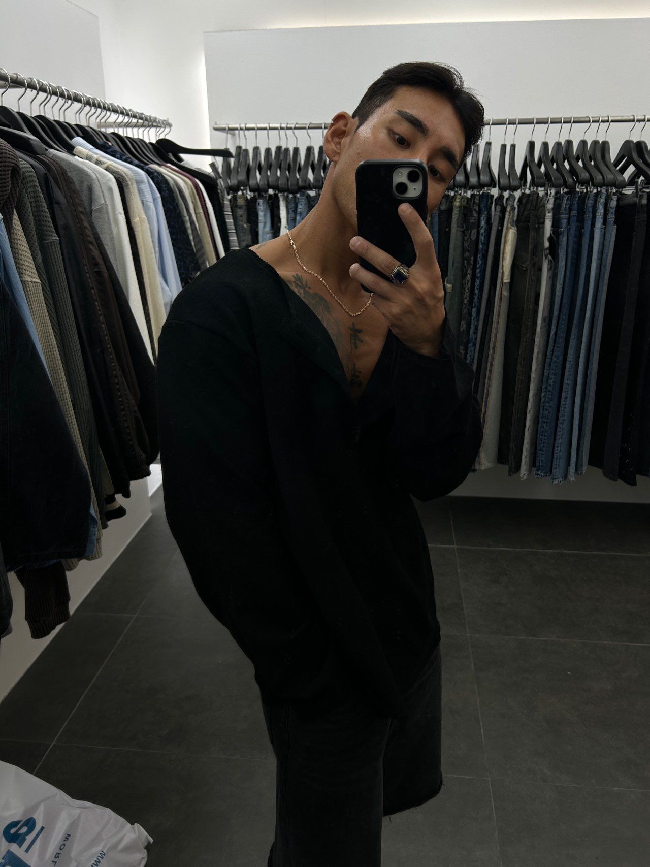 淨色半開胸長袖衫 LIL-065T