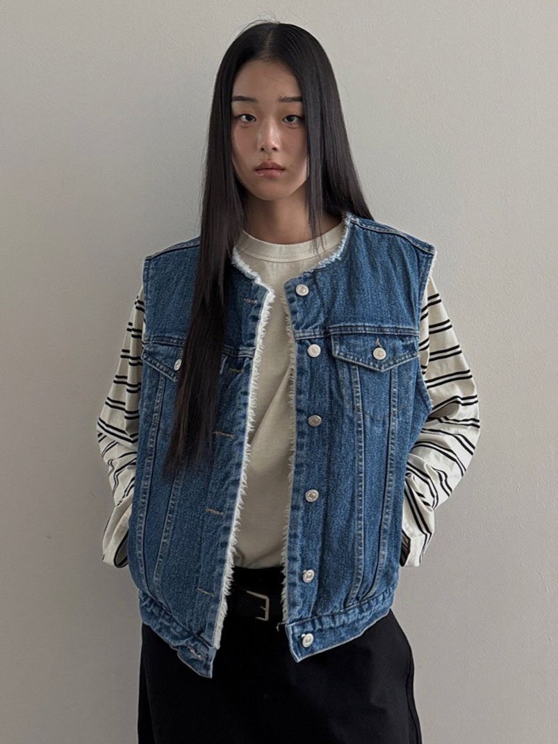 牛仔毛絨背心褸(女裝) GVR-057V