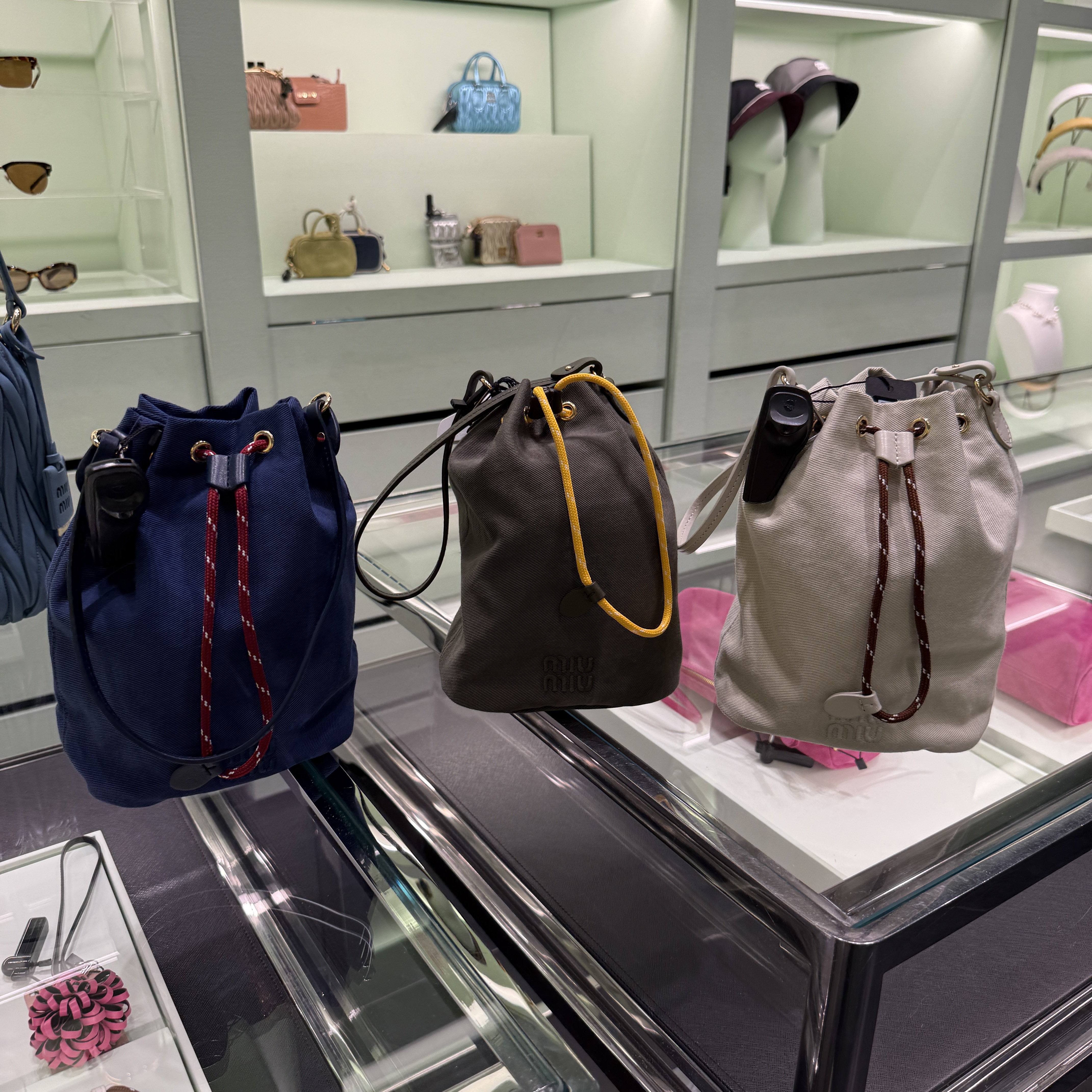 Miu Miu canvas Gabardine Pouch bucket bag 3 colors 5NR038