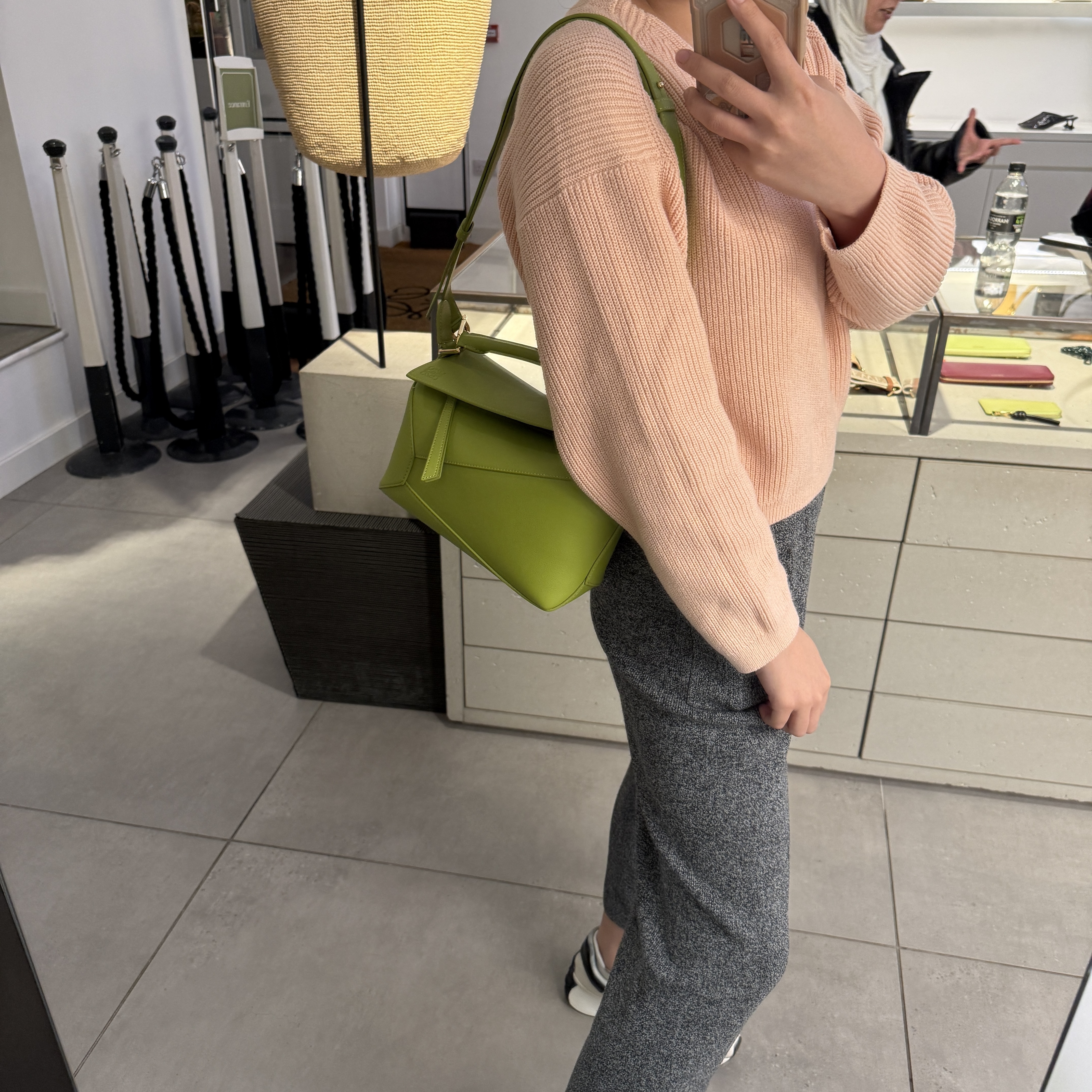 Loewe Puzzel top handle crossbody bag green