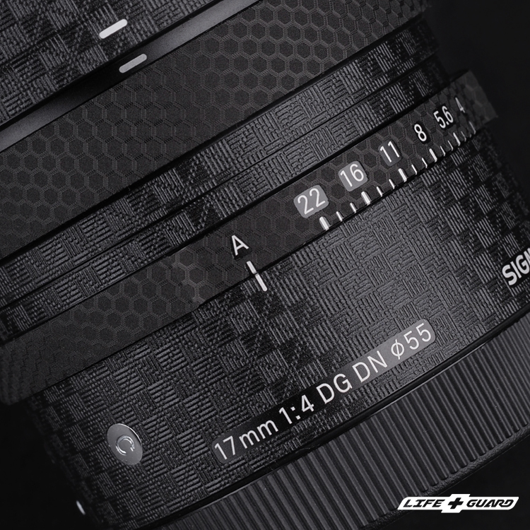 LIFE+GUARD 鏡頭貼膜安裝示意，適用 SIGMA 17mm F4 DG DN