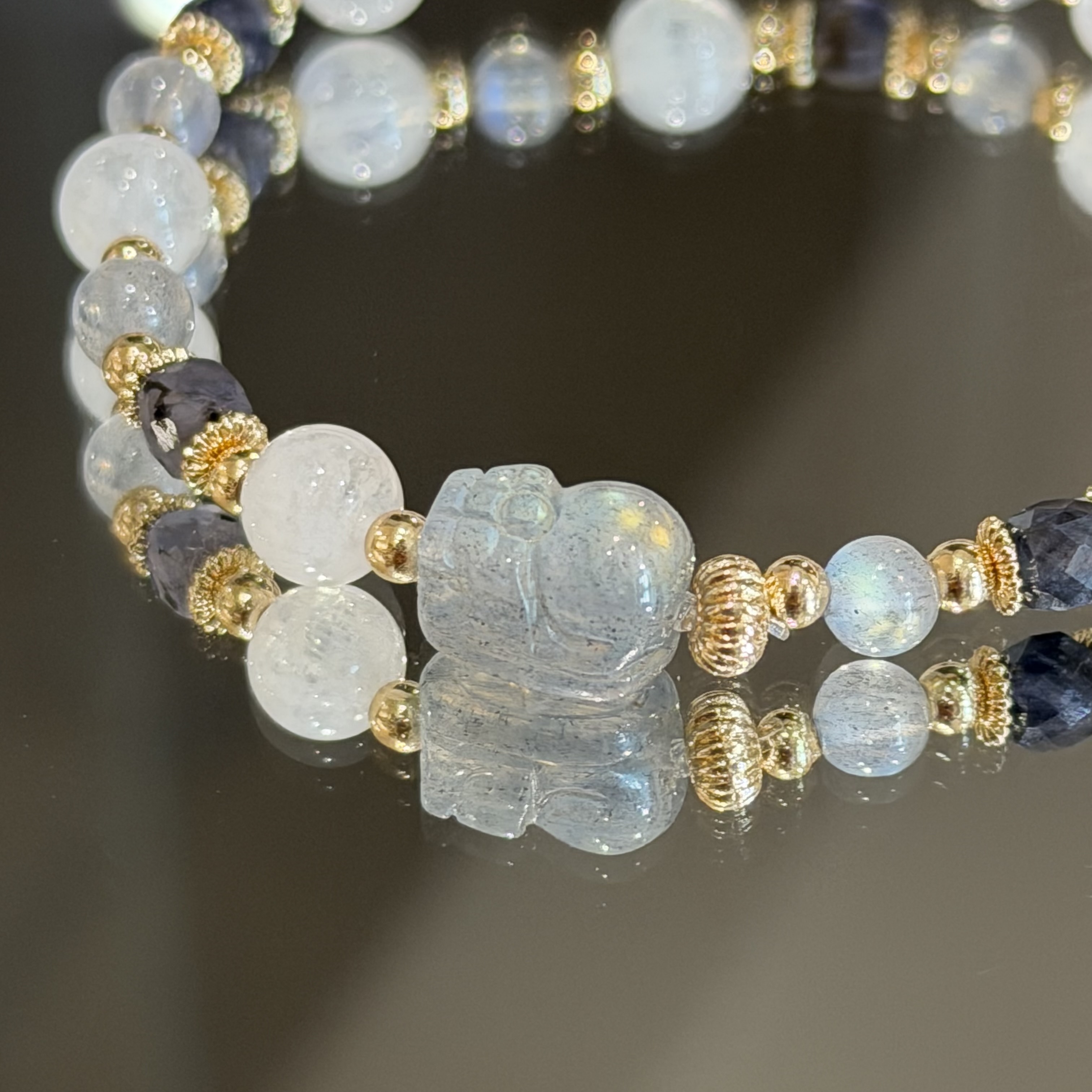 招財自信療癒 | 守恆 | 拉長石貔貅《彈力繩款式》