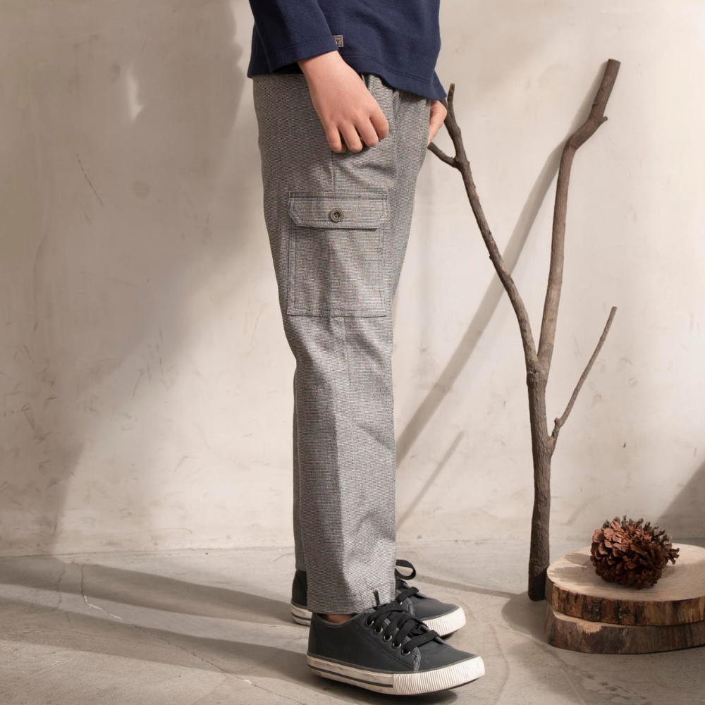 PIPPY 歐風休閒褲管大口袋長褲 灰