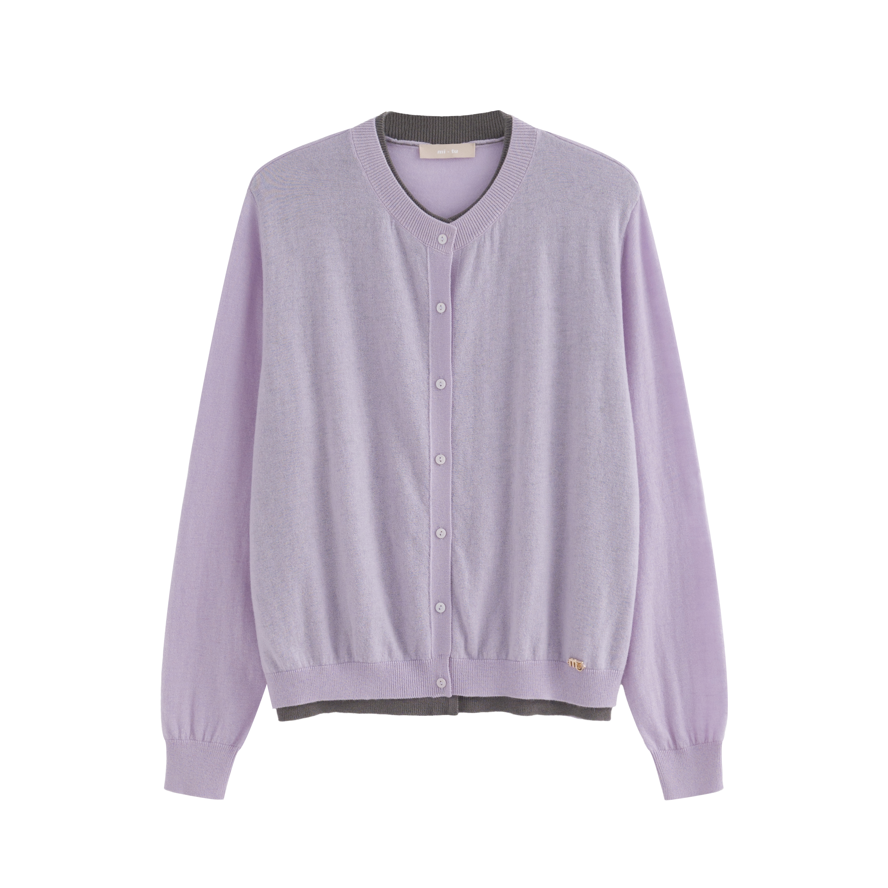 mi-tu 羊毛拼接款假兩件毛衣