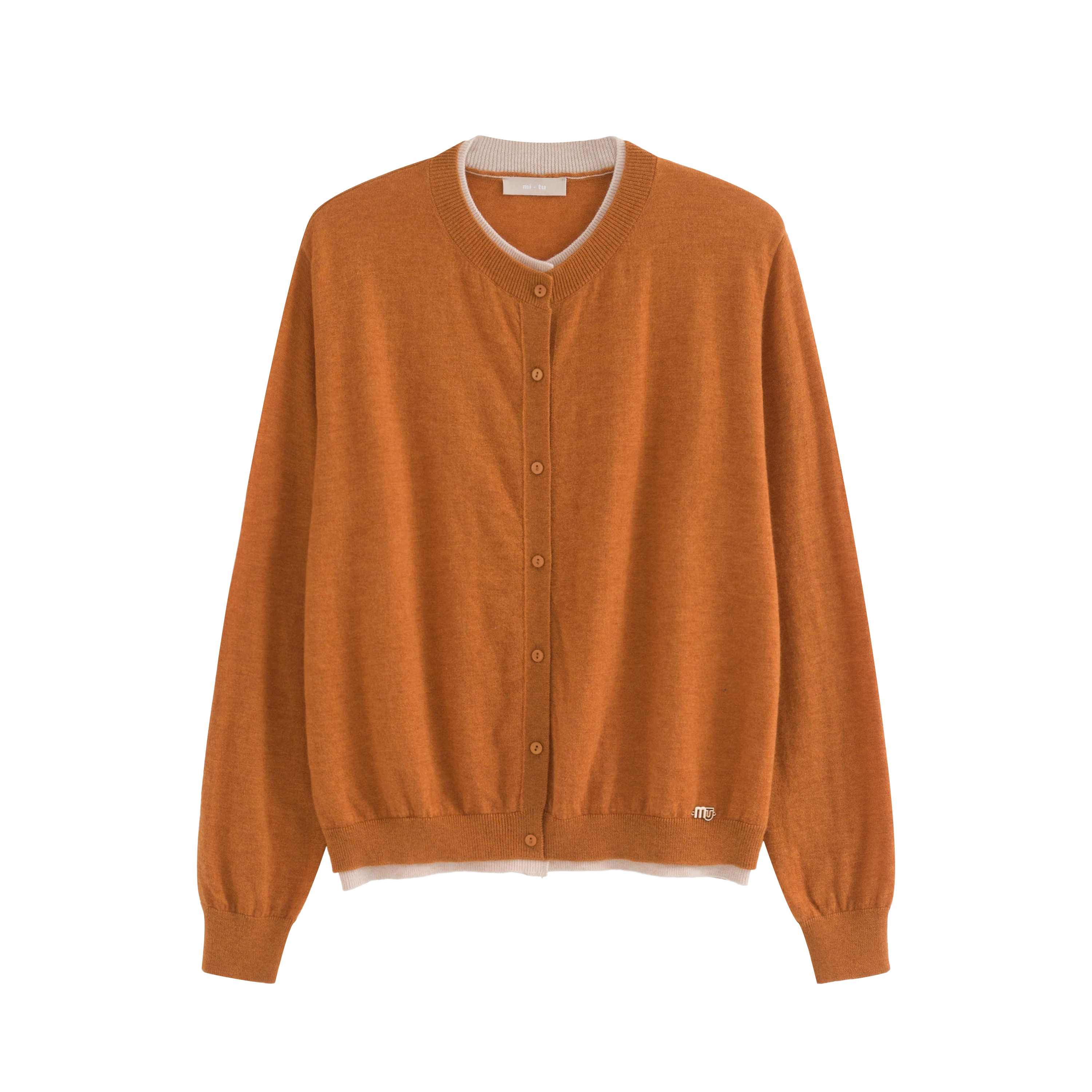 mi-tu 羊毛拼接款假兩件毛衣