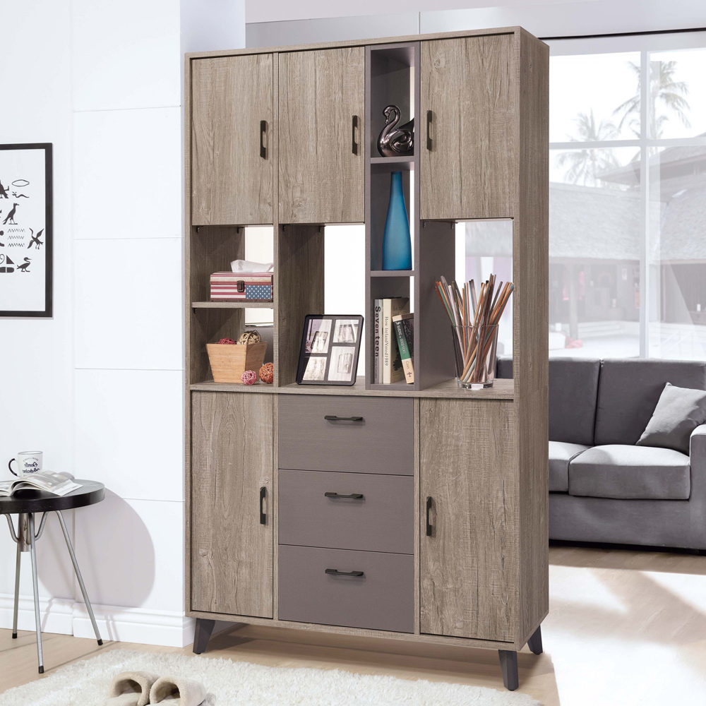 奧瓦3.7尺工業風屏風高鞋櫃/玄關收納櫃/展示置物櫃/雙面造型隔間櫃