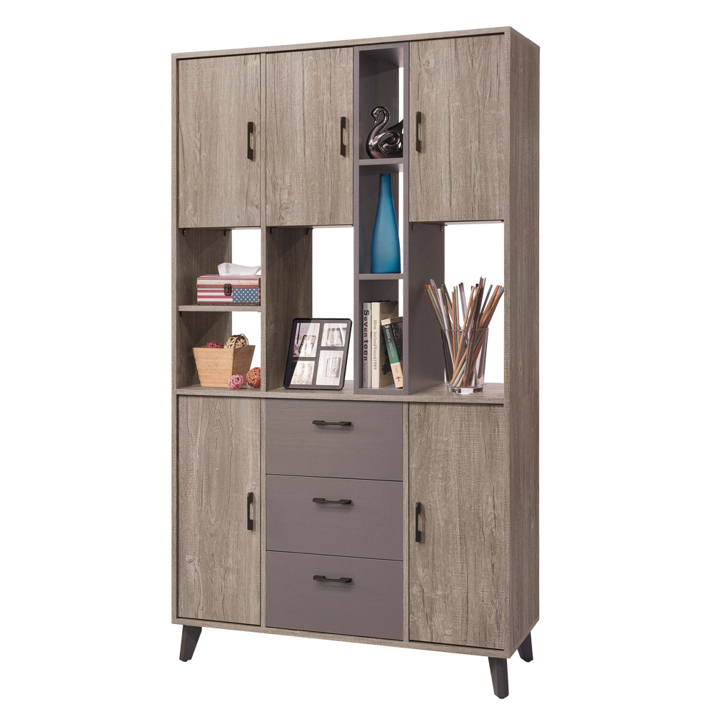 奧瓦3.7尺工業風屏風高鞋櫃/玄關收納櫃/展示置物櫃/雙面造型隔間櫃